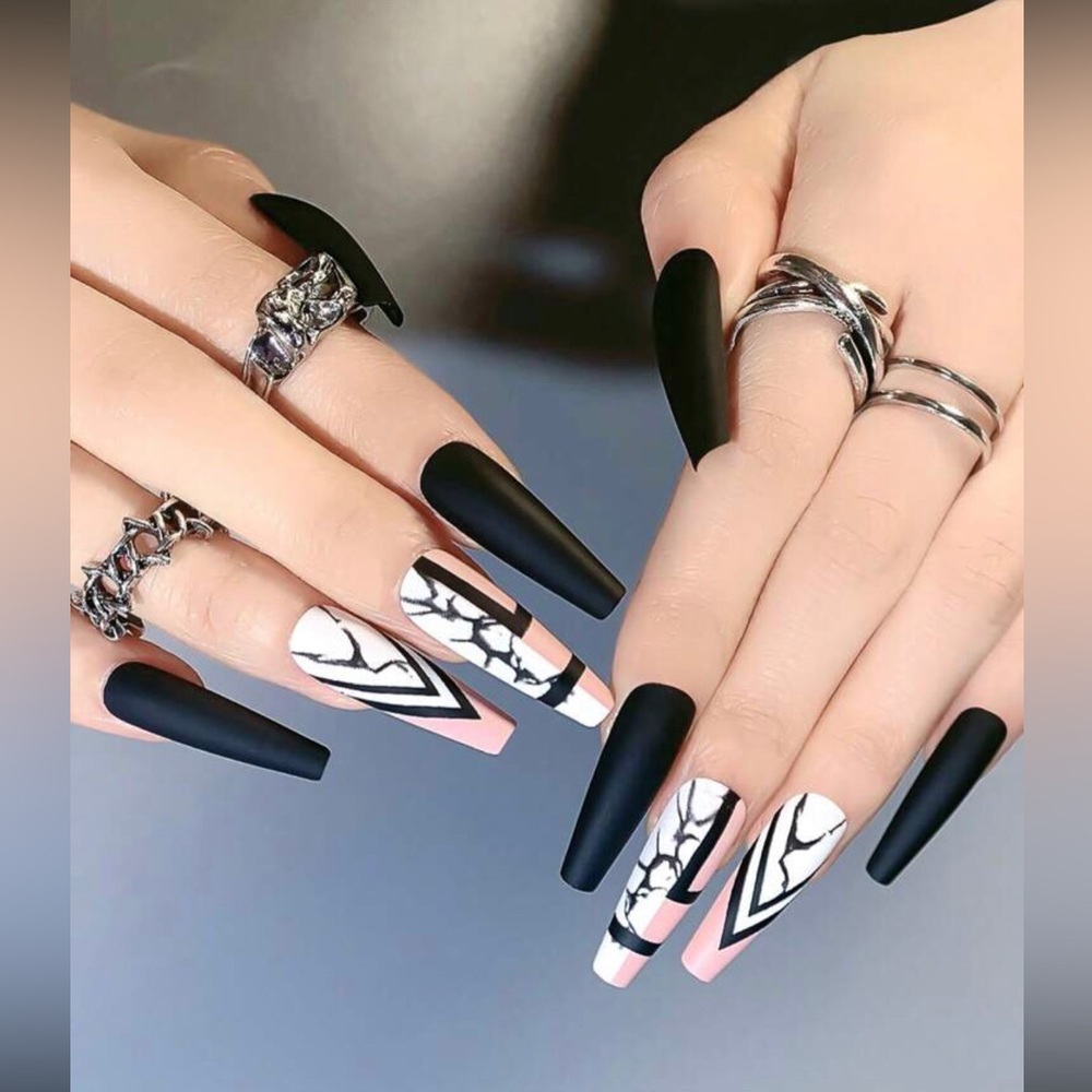 Coffin/Ballerina Shaped Press-On Nails